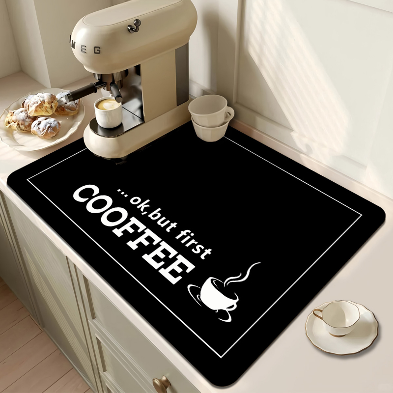Bar Mat Rubber - Ok, maar eerst koffie. Tekstkeukenafvoermat, koffiebar,