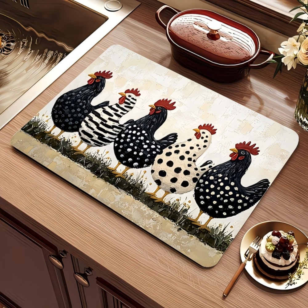 Bar Mat Rubber - Boerderijstijl kippenafwasmat superabsorberend keukenafvoermat antislip koffiebar